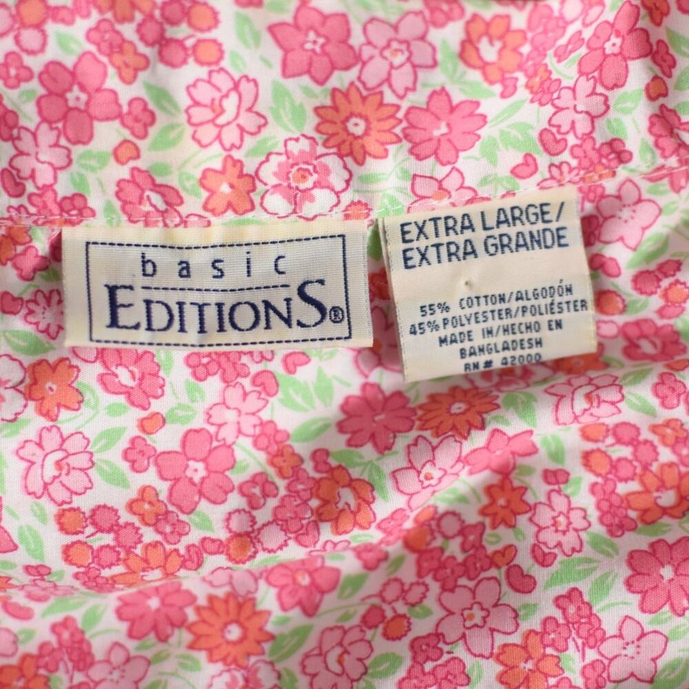 Vintage Basic Editions Pink Floral Short Sleeve Shirt Women's XL - Picture 10 of 10